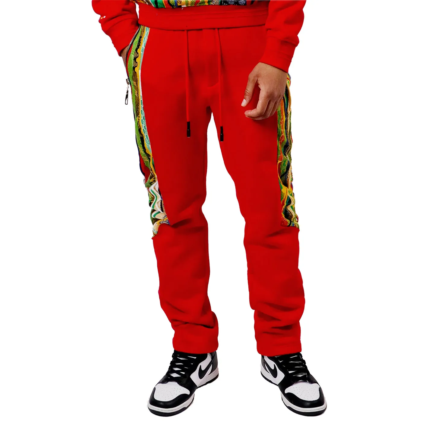 COOGI Sweater Pieced joggeri fleece rosii bumbac