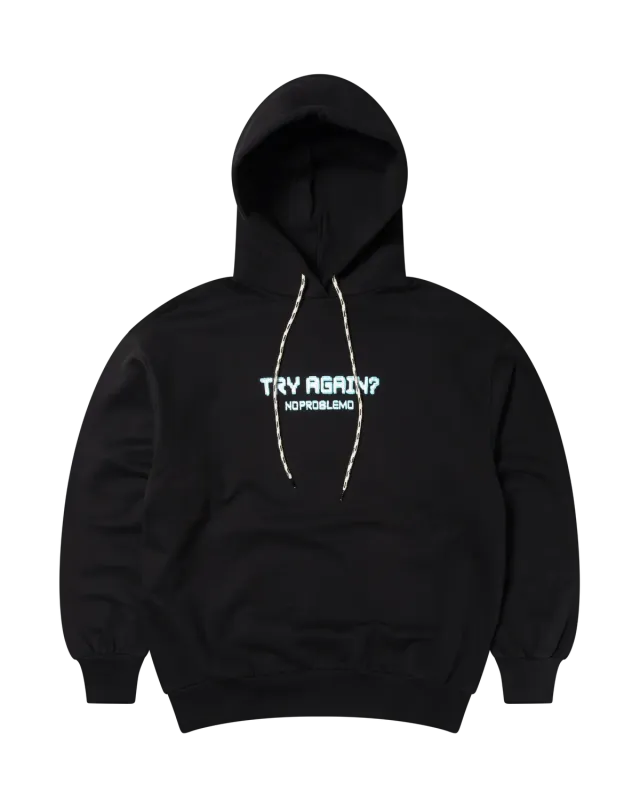 No Problemo Try Again Hoodie hanorac negru bumbac