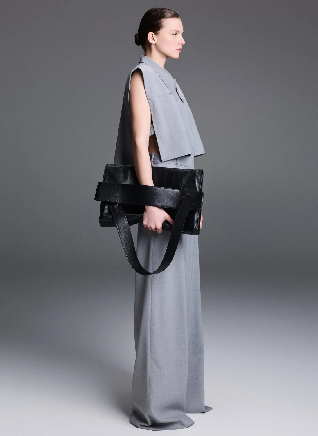 Dualitae x Optimef Black Bag geanta piele neagra