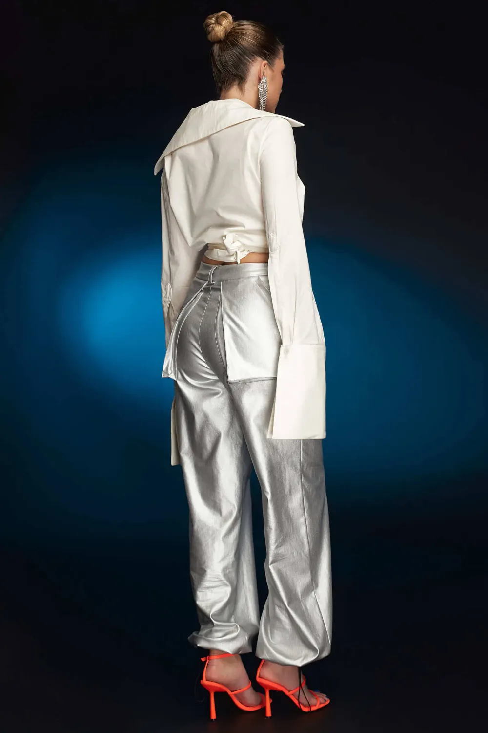 Grama Shop Midnight Sparkle pantaloni cargo bumbac stretch