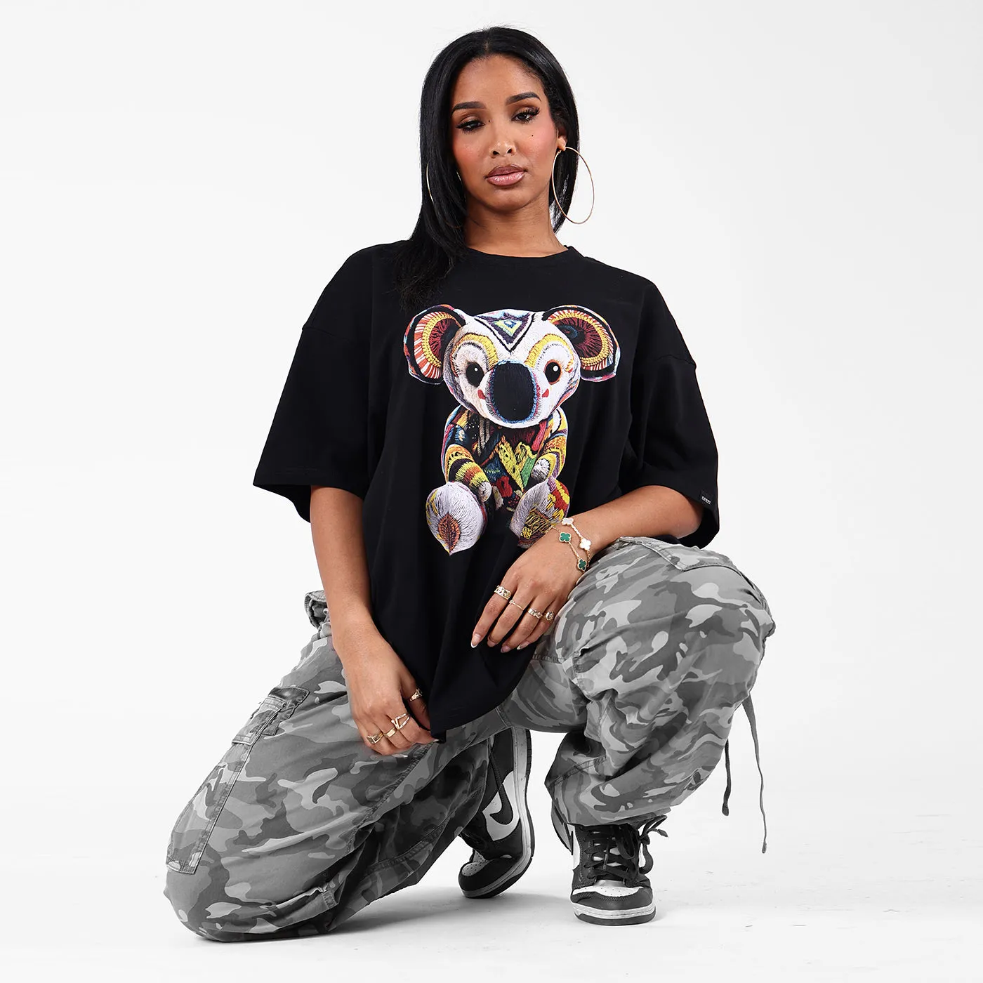 COOGI Koala tricou oversized negru bumbac