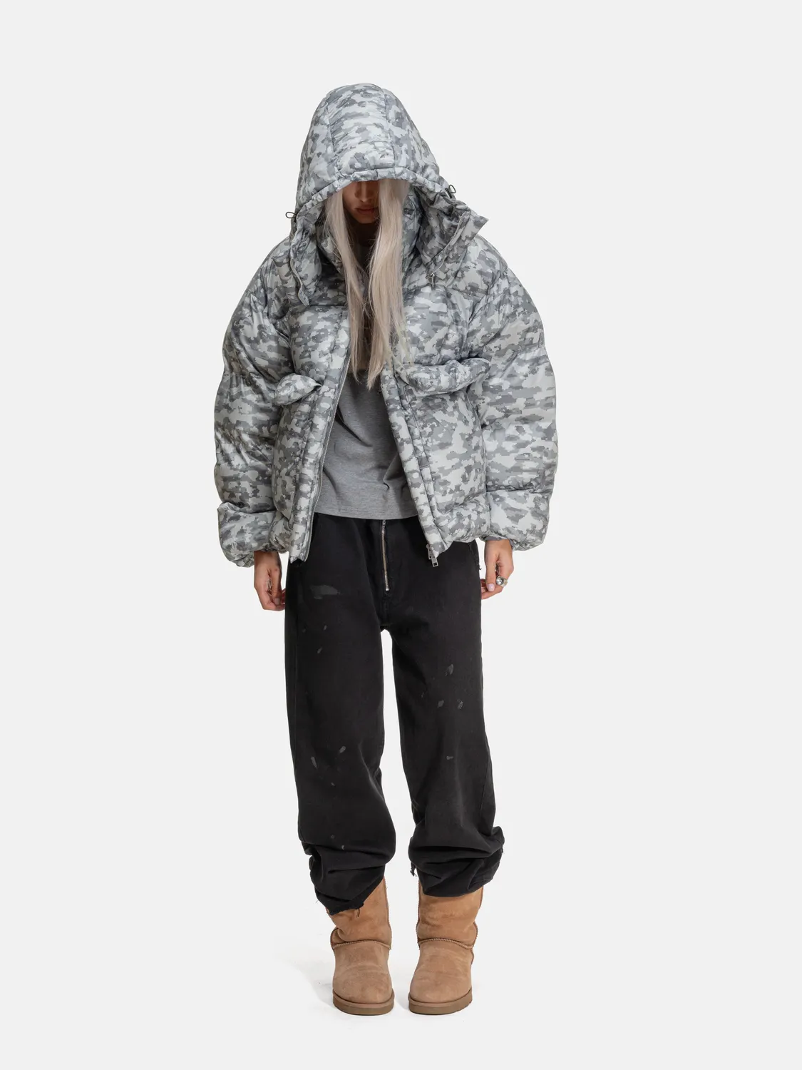 Enrage Puffy Digital Camo geaca groasa cu gluga detasabila
