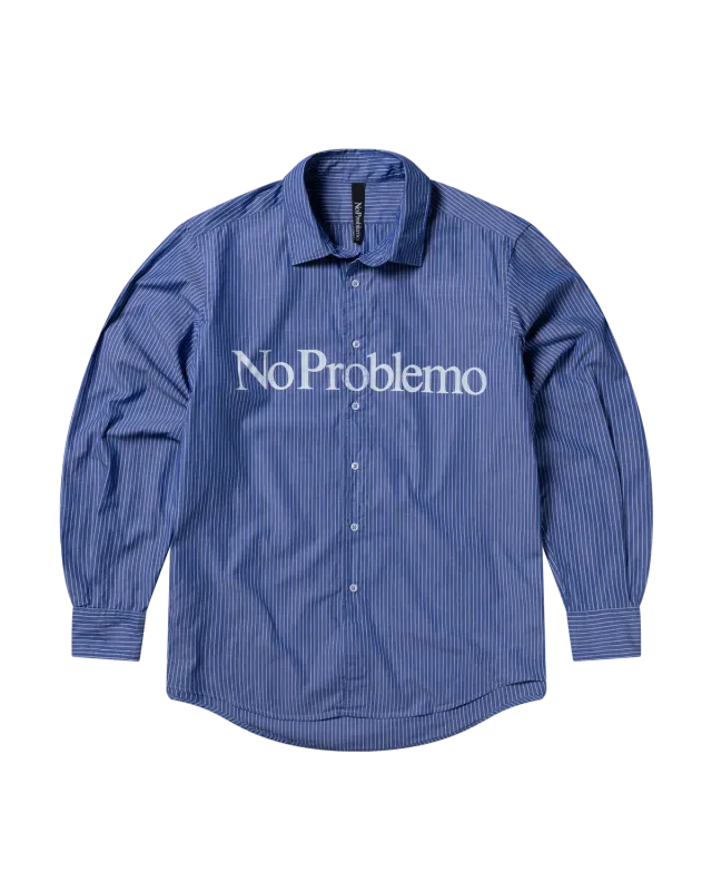 No Problemo LS Poplin Shirt camasa bleumarin dungi