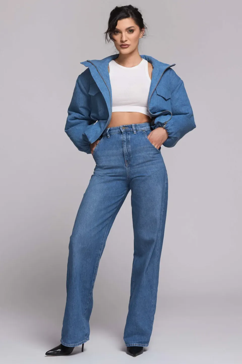 Grama Shop Bomber Denim jacheta bumbac organic