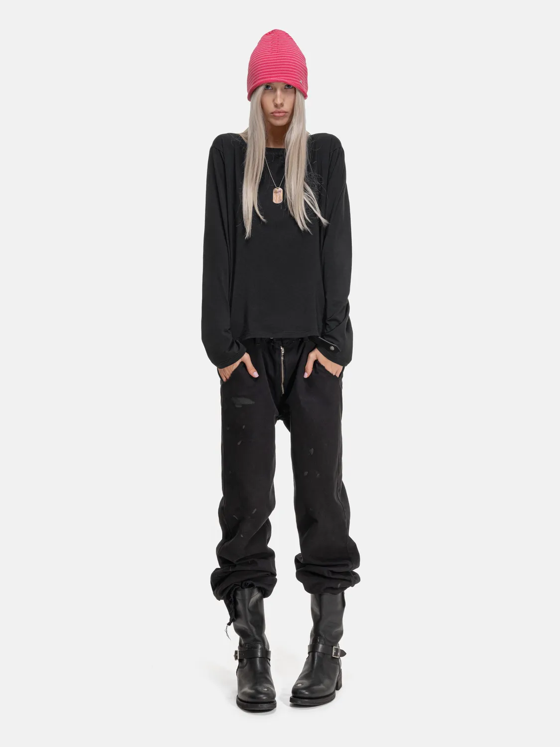 Enrage Casino Pants pantaloni negri bumbac