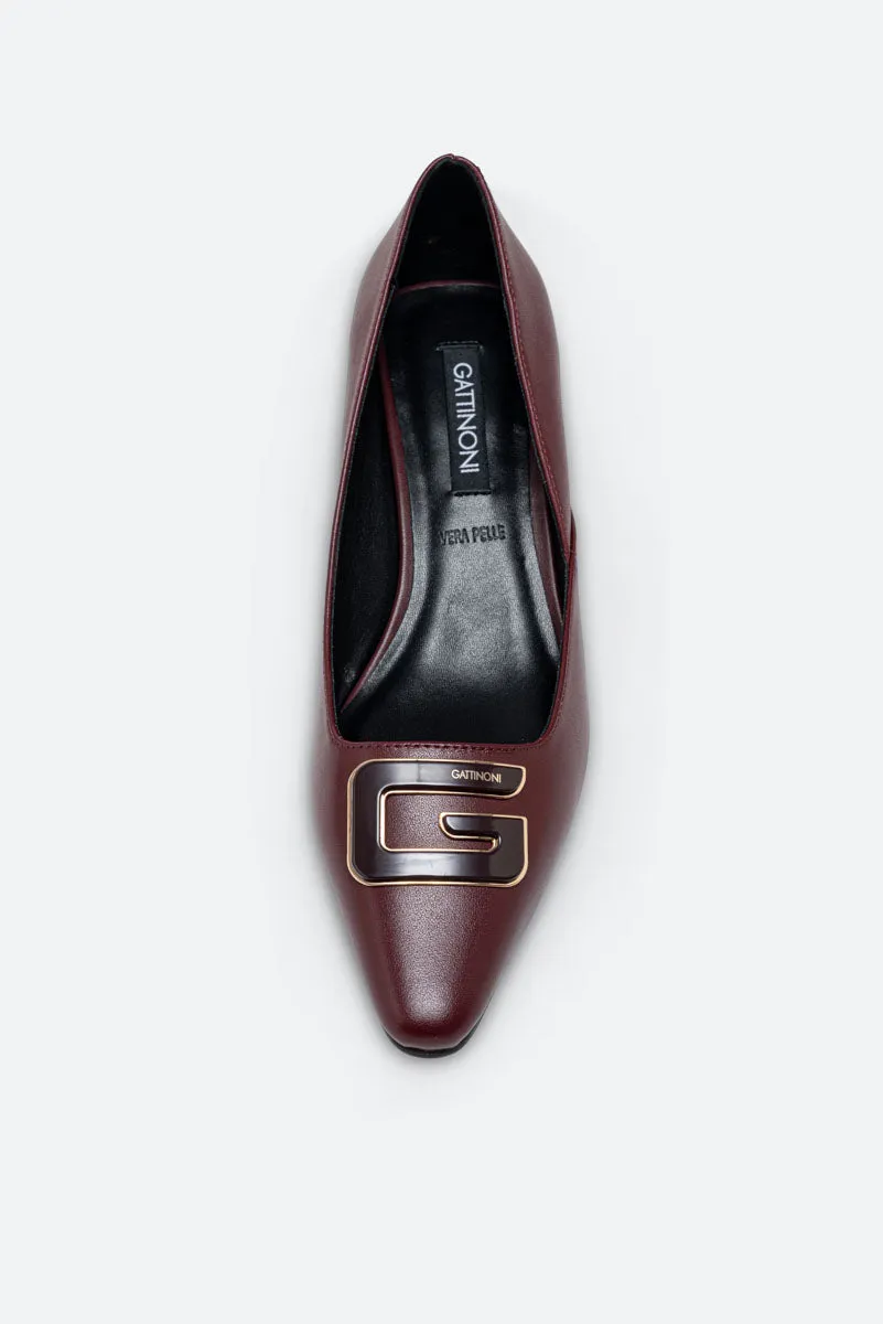 Gattinoni Ipswich pantofi toc piele visiniu 45 mm