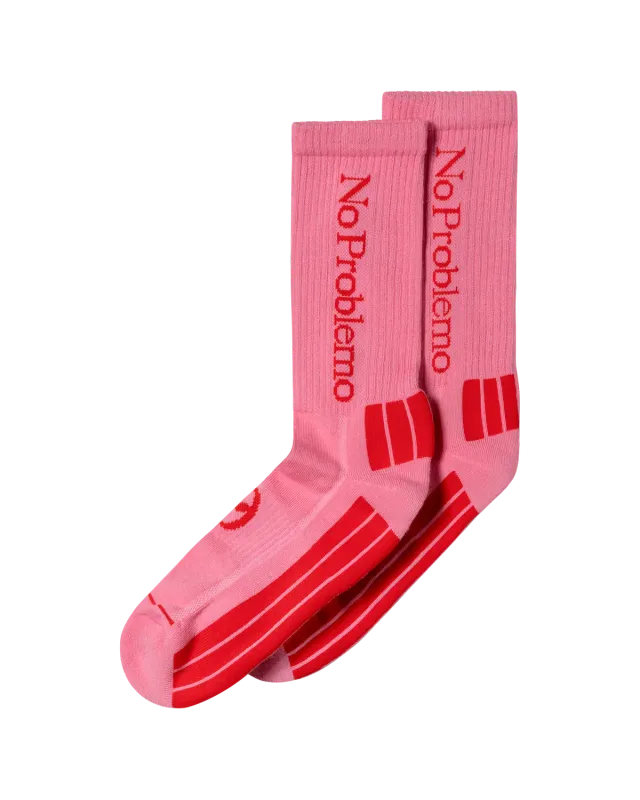 No Problemo Sock șosete roz jacquard talpă groasă