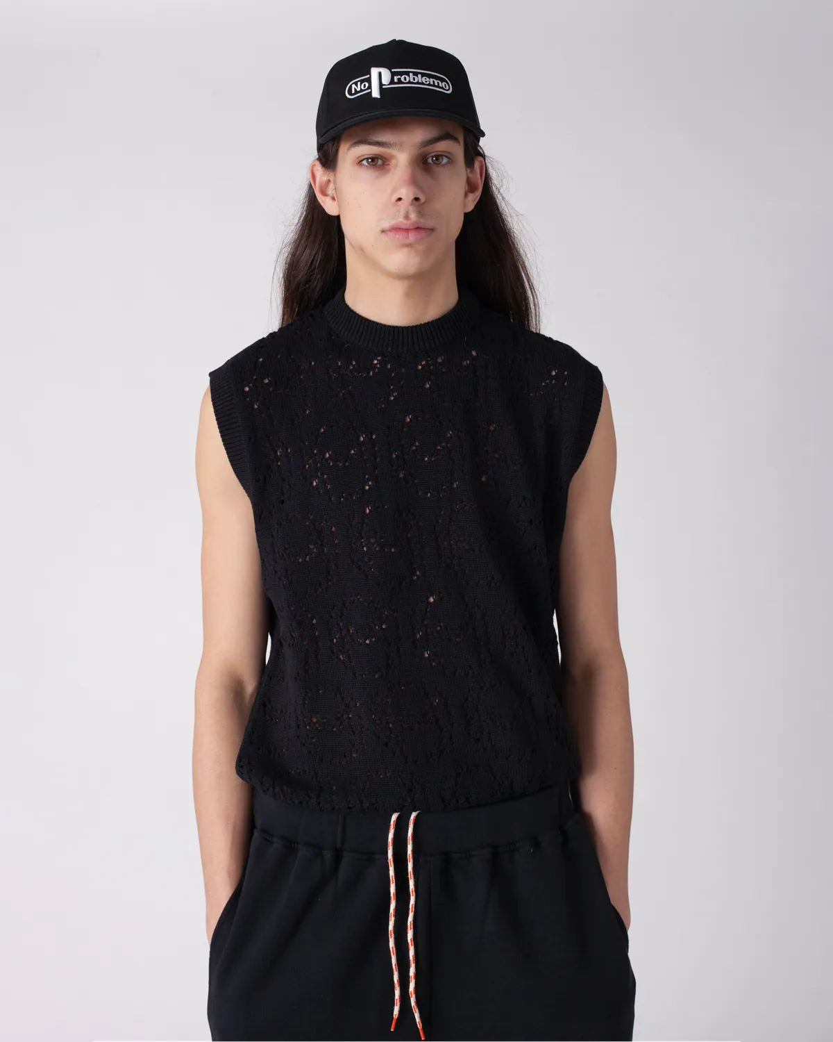 No Problemo Alien-O Lace Cotton Vest vestă neagră