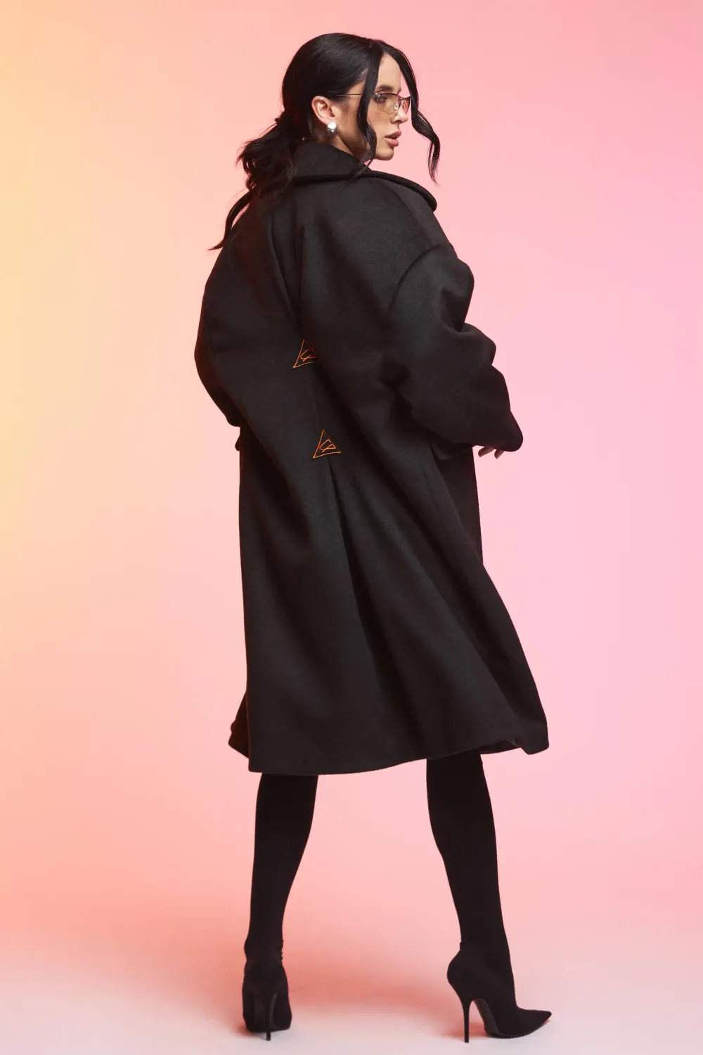 Grama Shop palton midi negru poliester