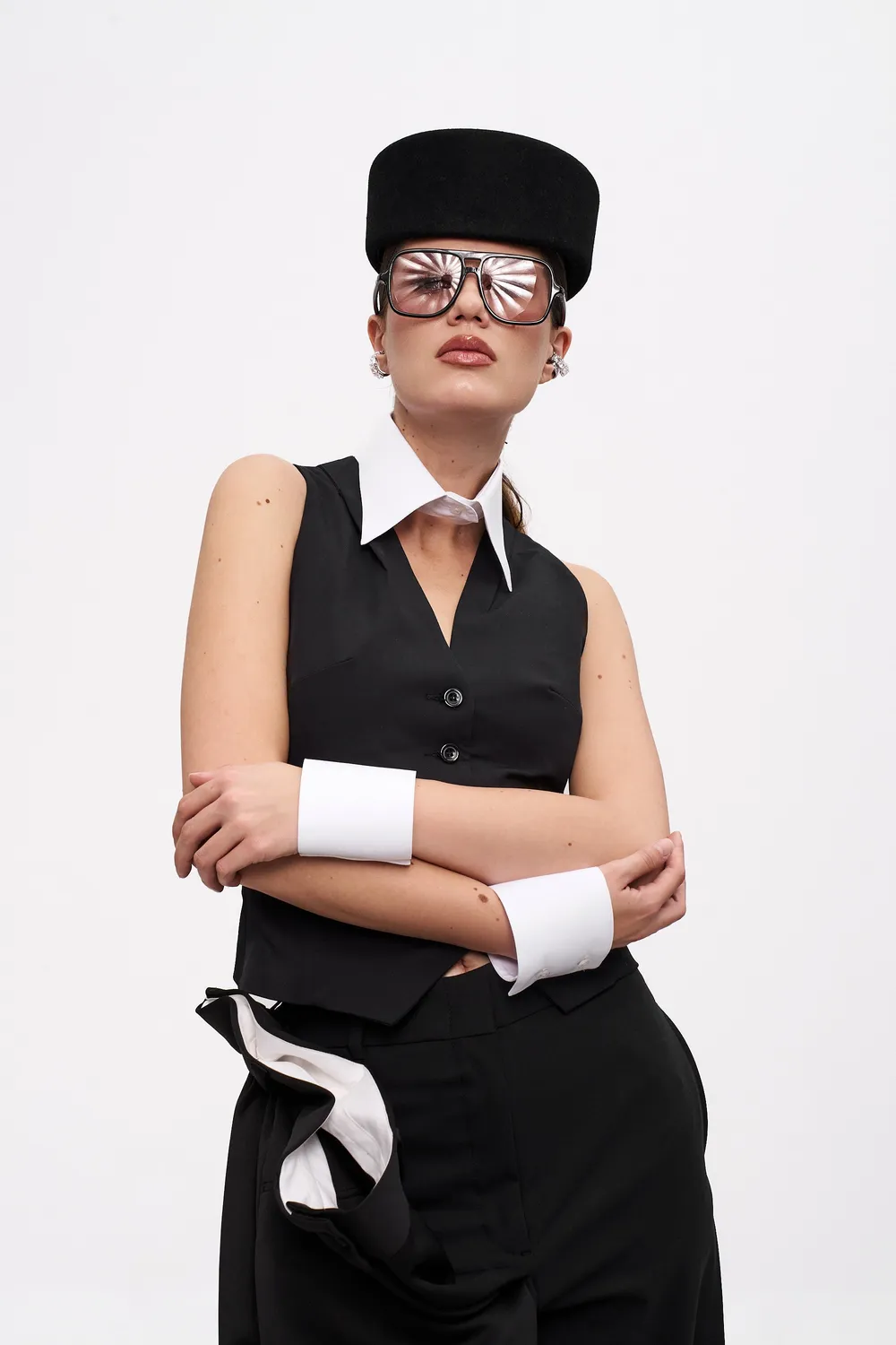 Dualitae ROXANNE set guler manșete alb bumbac S M