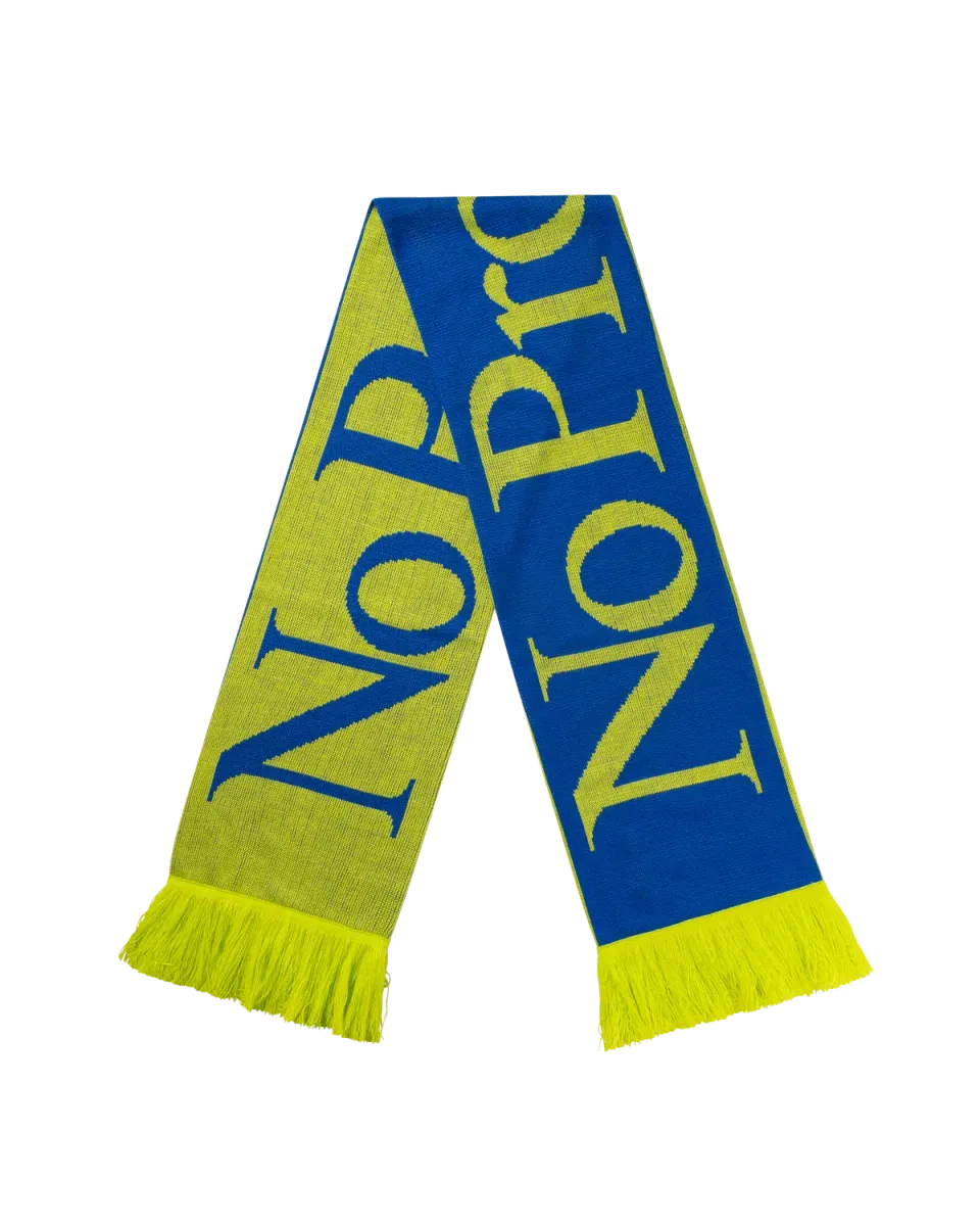 No Problemo Scarf fular albastru tricotat cu franjuri