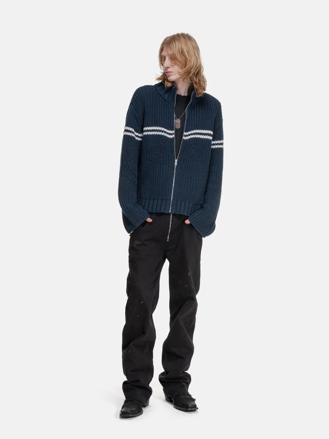 Enrage Zip Sweater pulover bleumarin bumbac