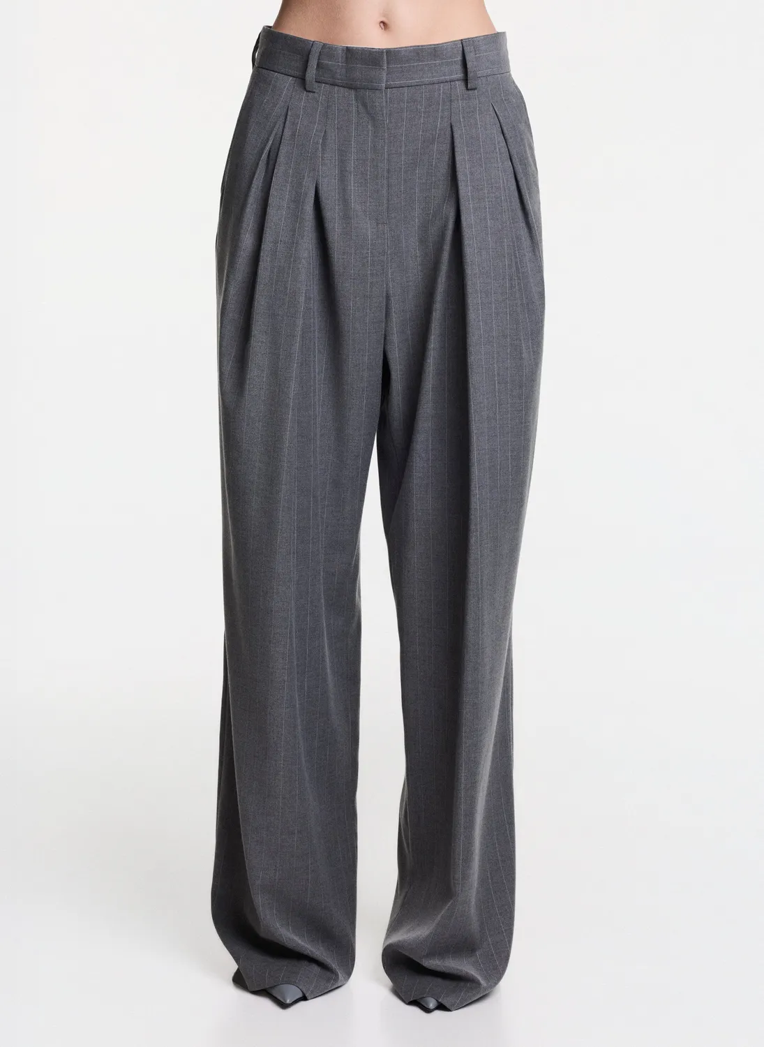 Dualitae Valentina Tailored Trousers With Pleats pantaloni gri