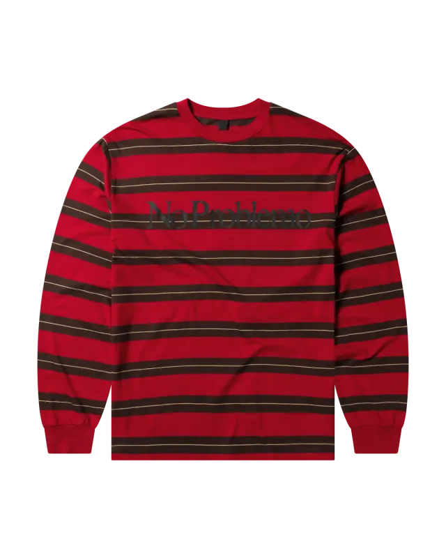 No Problemo Striped LS Tee bluză roșie dungi