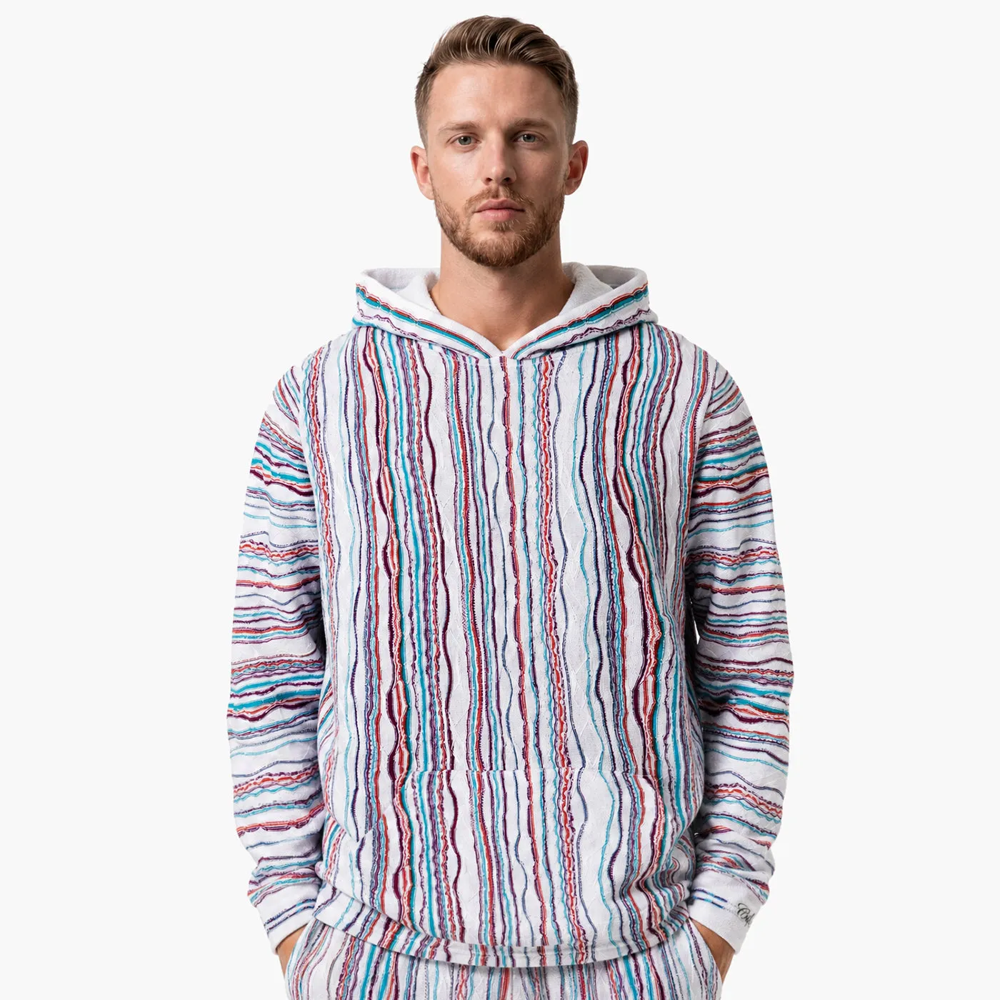 COOGI Light Weight Sweater Knit Hoody White Base hanorac alb