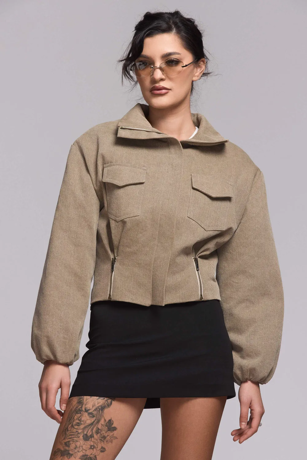 Grama Shop Bomber Denim jacheta khaki bumbac