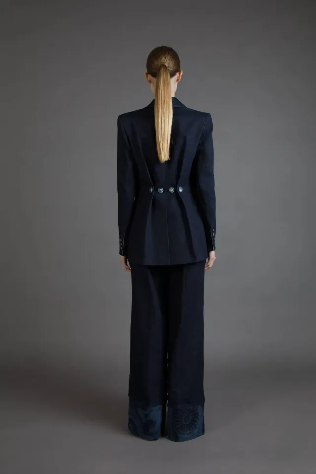 Gattinoni Over pantaloni denim dama cu imprimeu laser