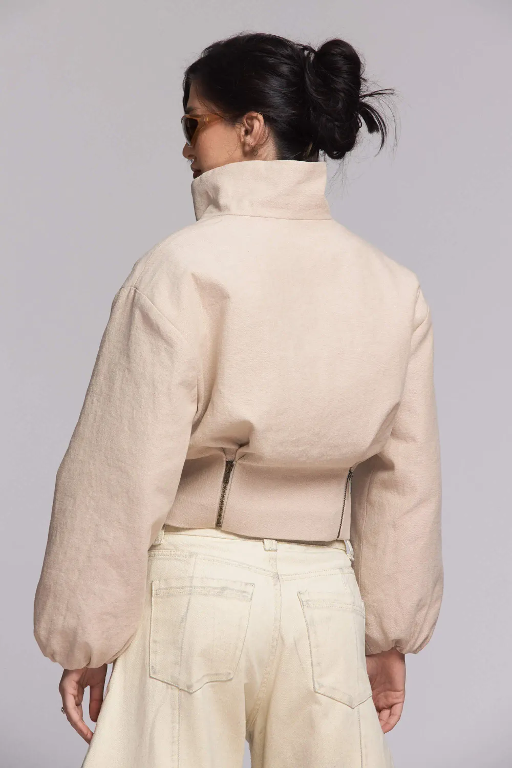 Grama Shop Bomber Denim jacheta bej bumbac