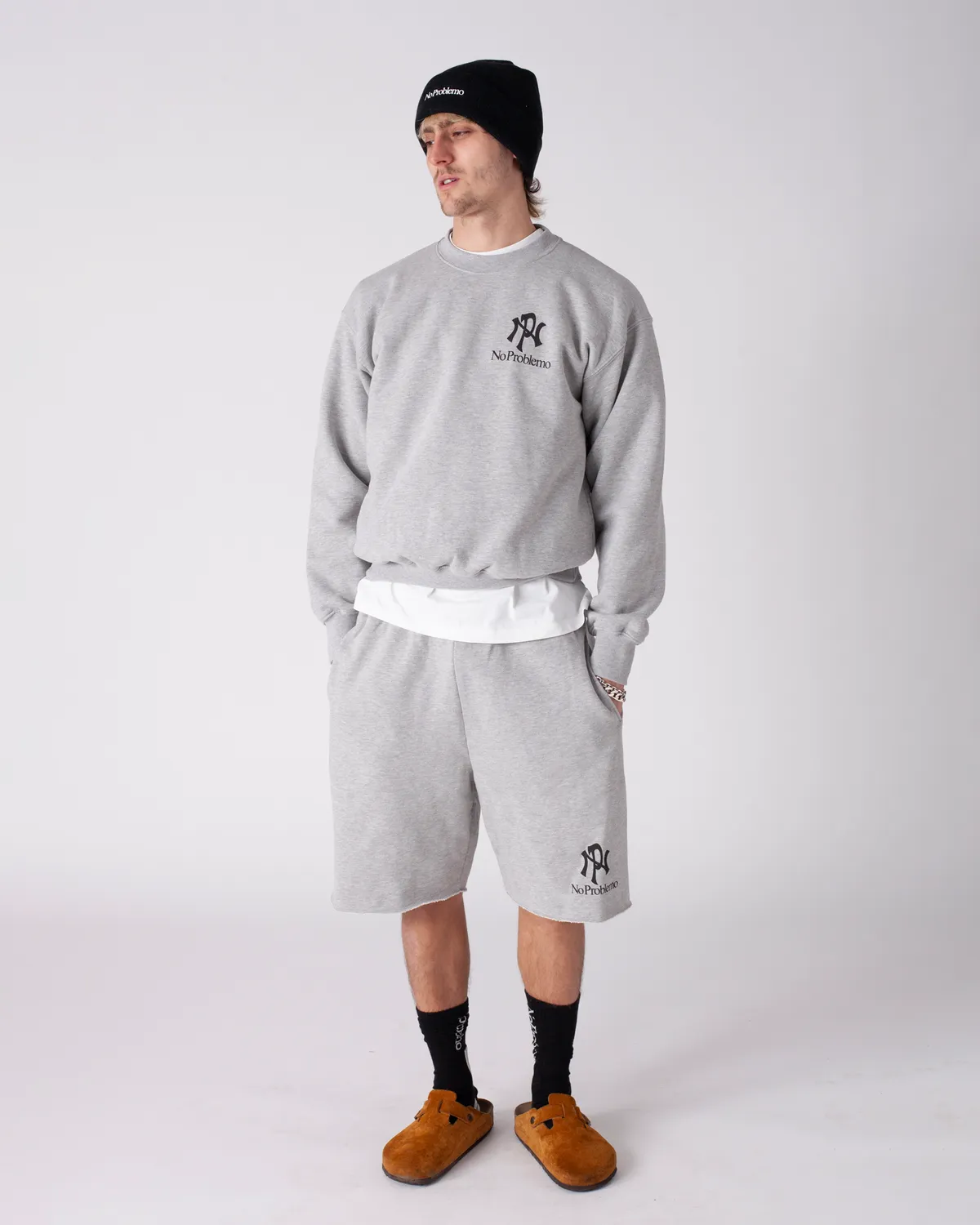 No Problemo NYP Sweatshort shorts gri bumbac