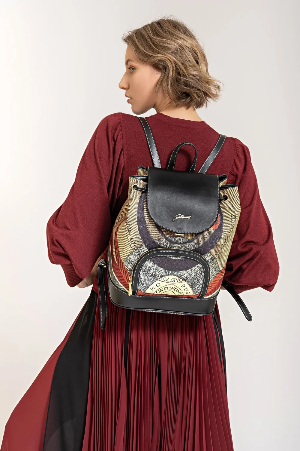 Gattinoni Planetarium Classic rucsac clapa piele 27cm