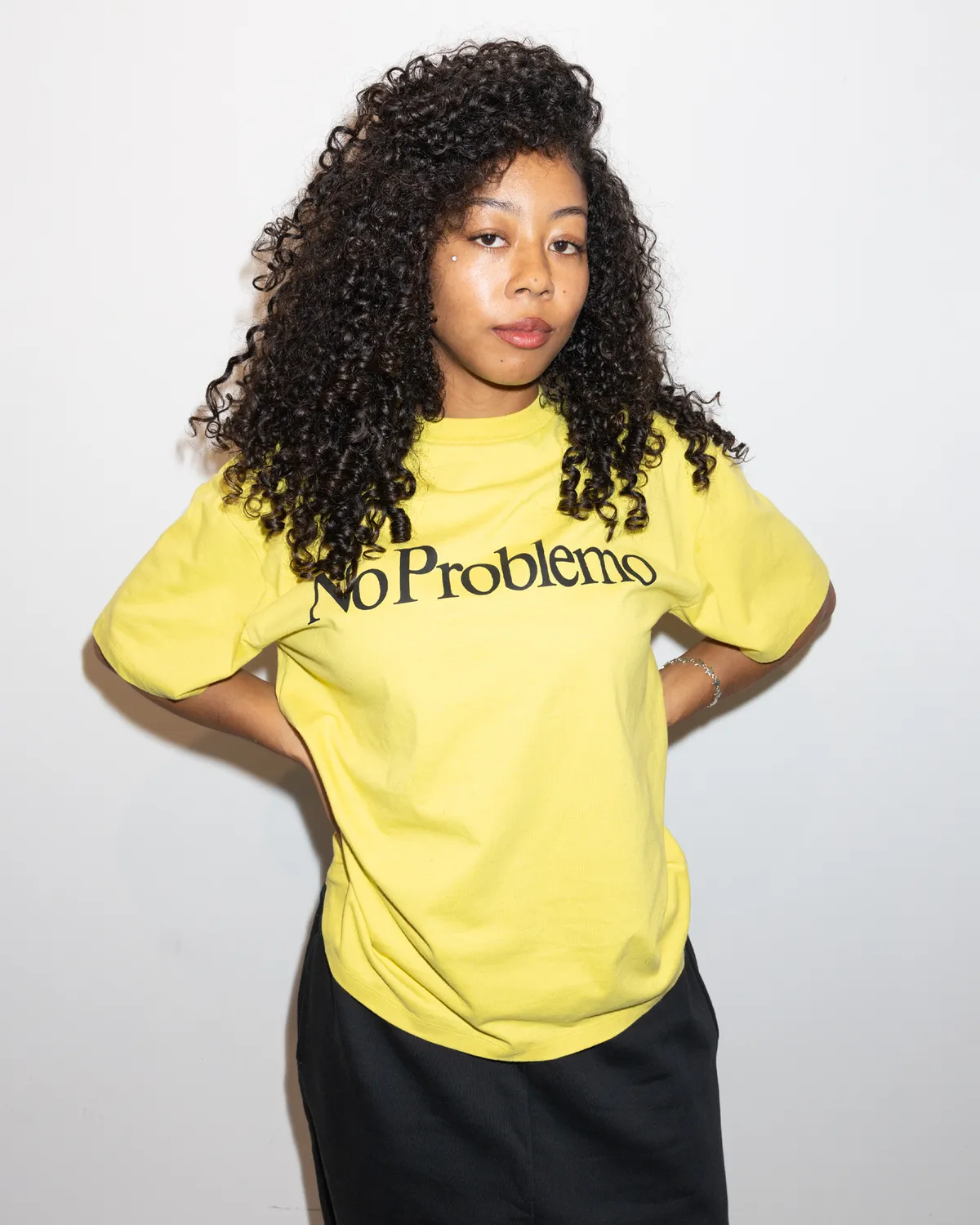 No Problemo SS Tee tricou galben bumbac greu