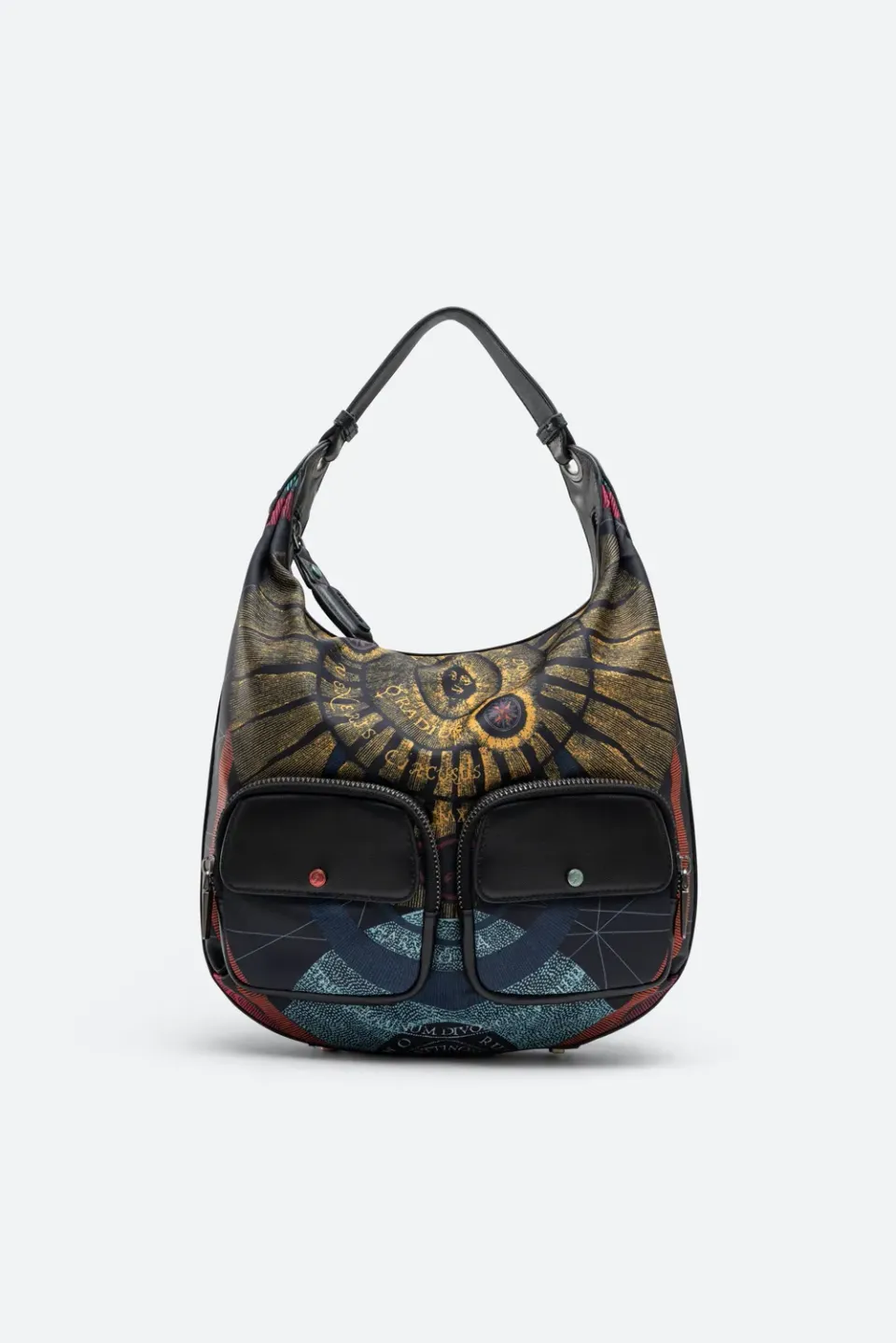 Gattinoni Planetarium Black geanta hobo neagra piele tehnic