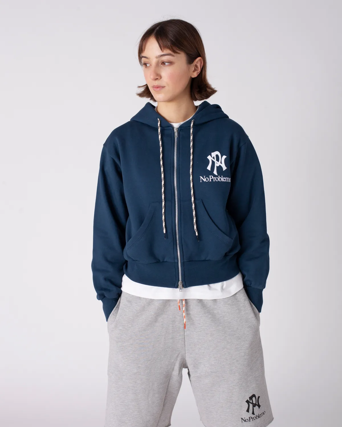 No Problemo NYP Zip Through Hoodie hanorac bleumarin