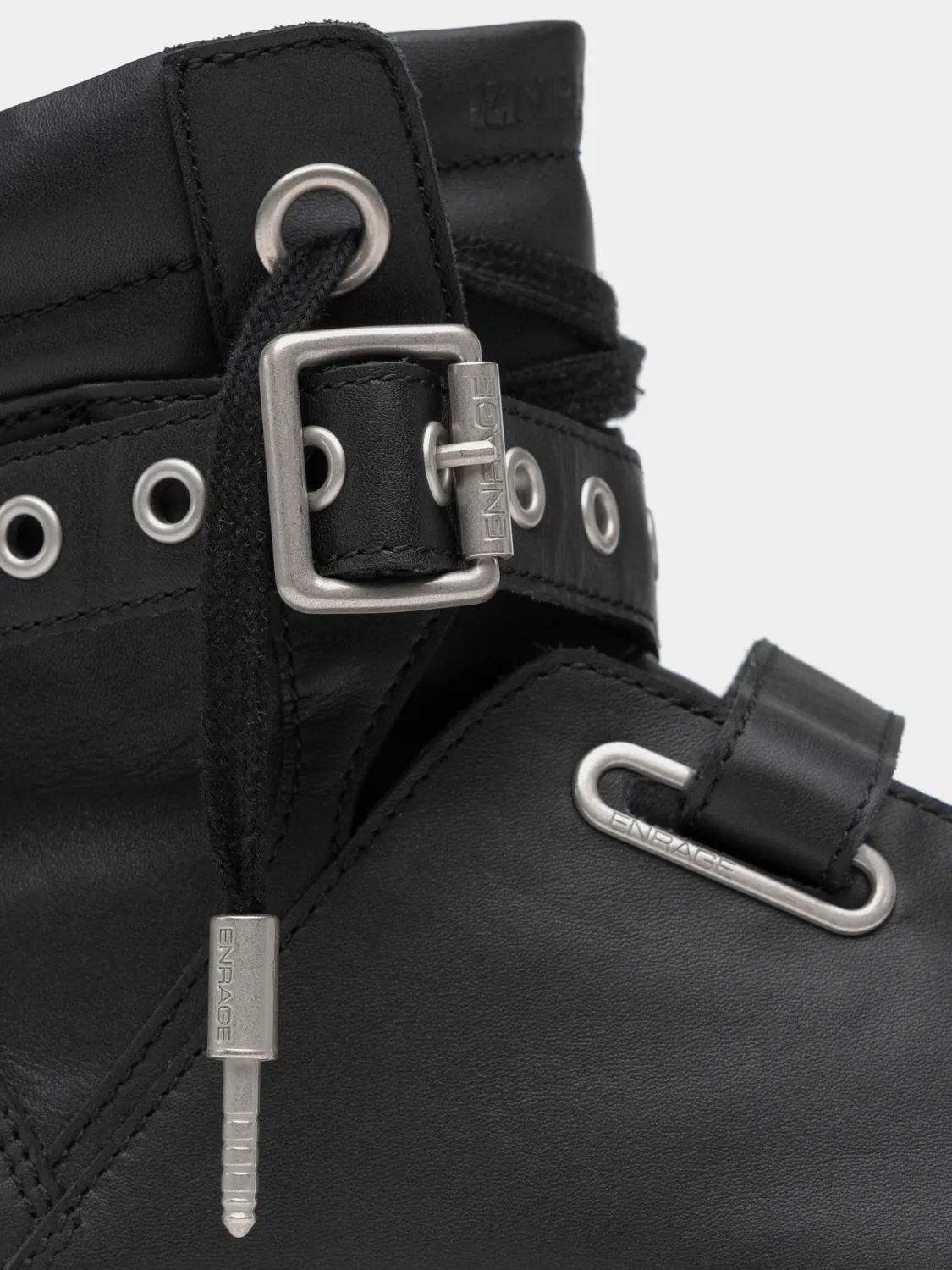 Enrage Stroboscope Sneakers High Top Negri Piele