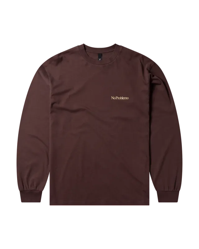 No Problemo Mini Problemo tricou mânecă lungă maro bumbac