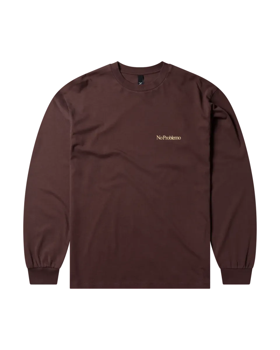 No Problemo Mini Problemo tricou mânecă lungă maro bumbac