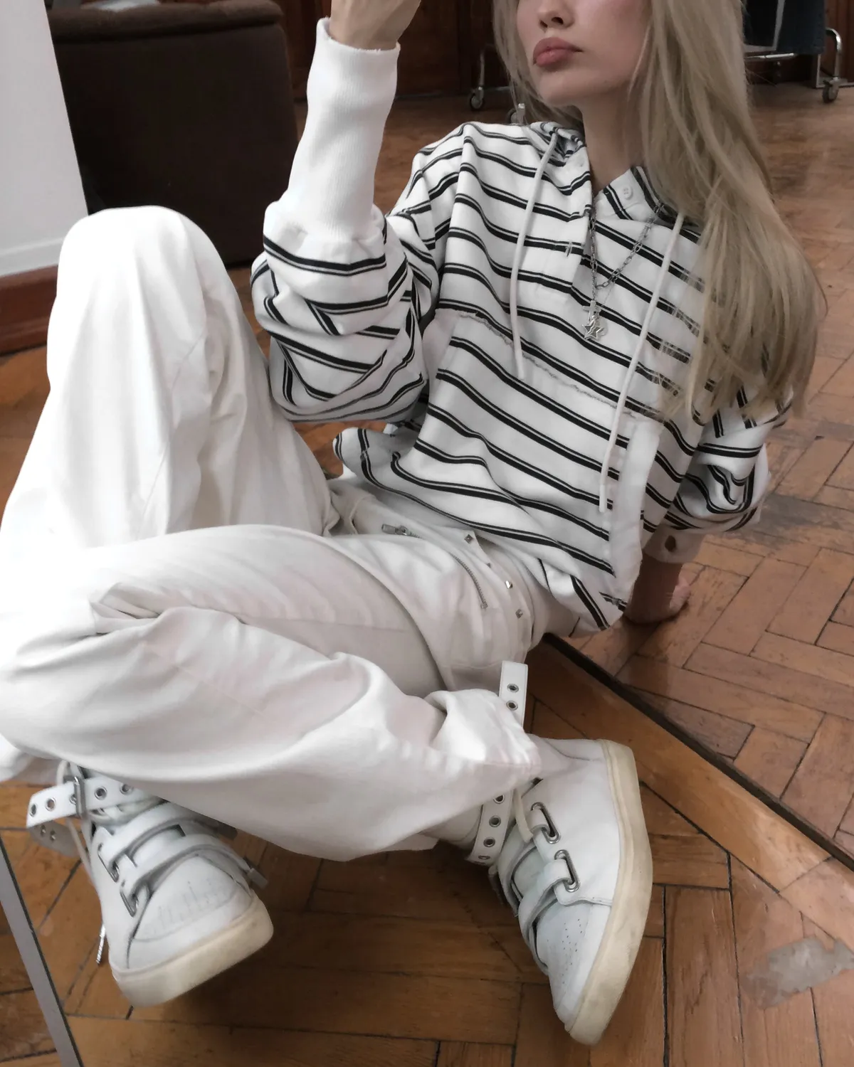 Enrage High Top Sneaker adidași alb piele Stroboscope