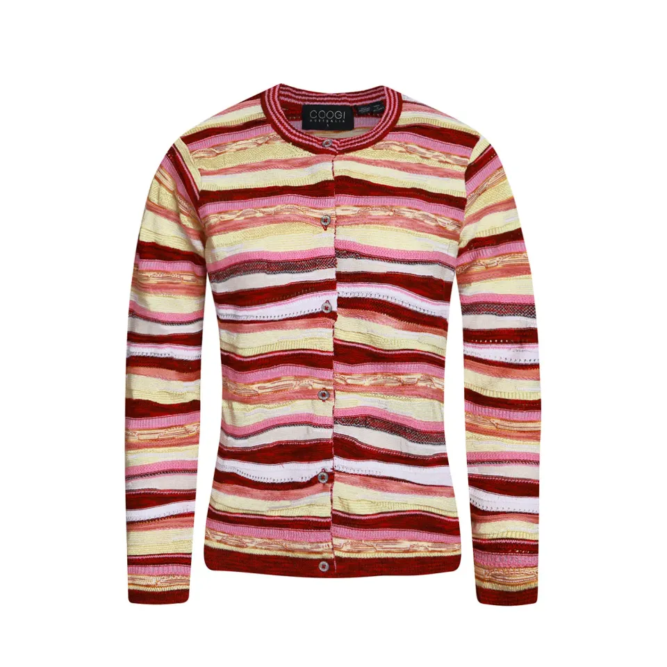 COOGI Cardigan tricotat roz-galben bumbac