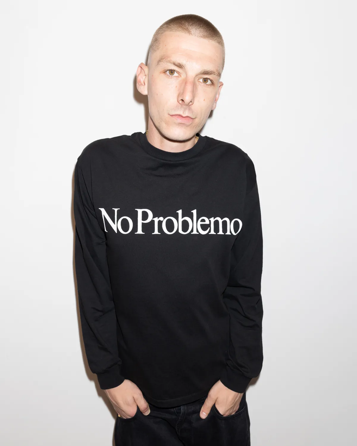 No Problemo LS Tee tricou negru mânecă lungă bumbac