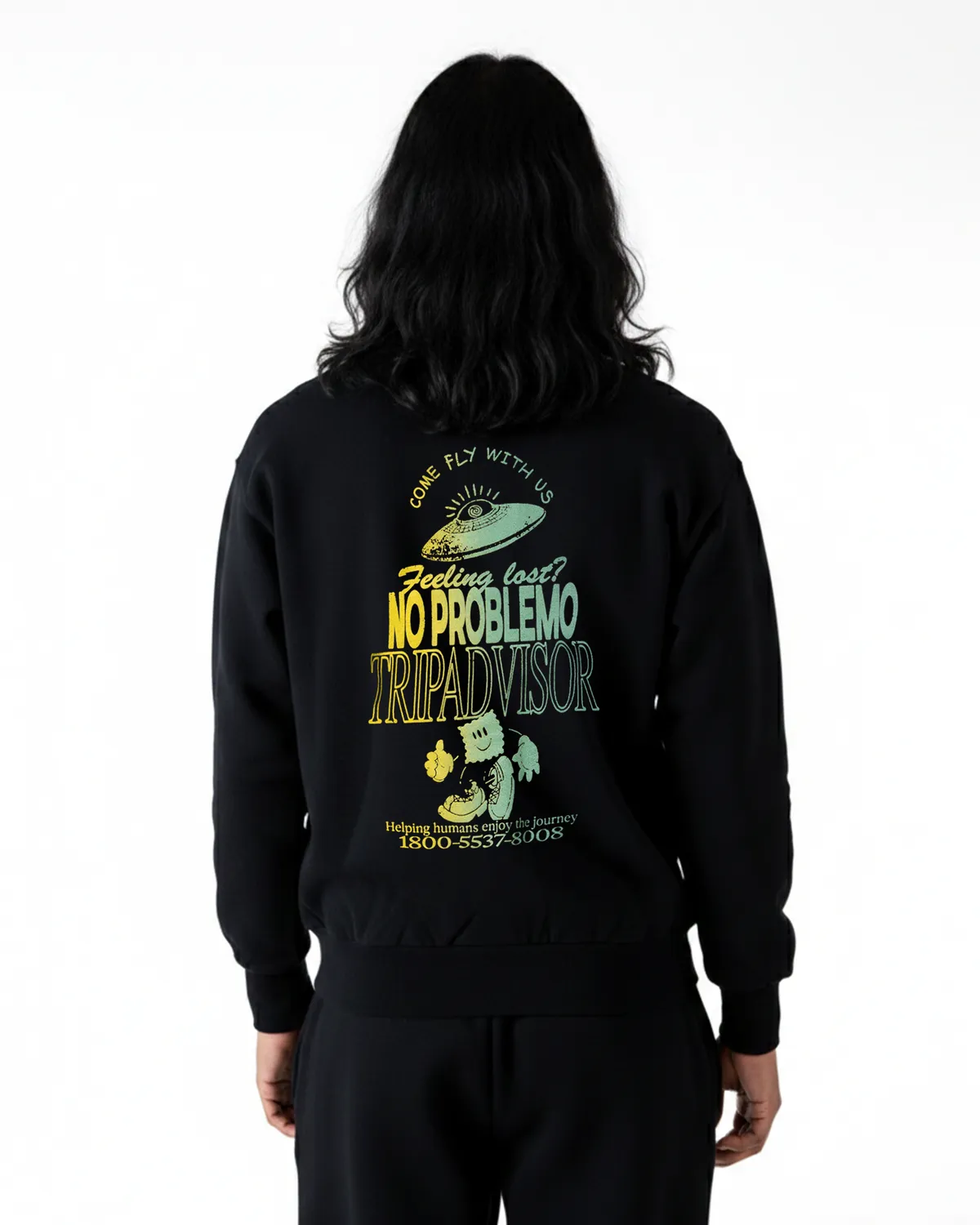 No Problemo Trip Adviser Sweatshirt bluză neagră fleece