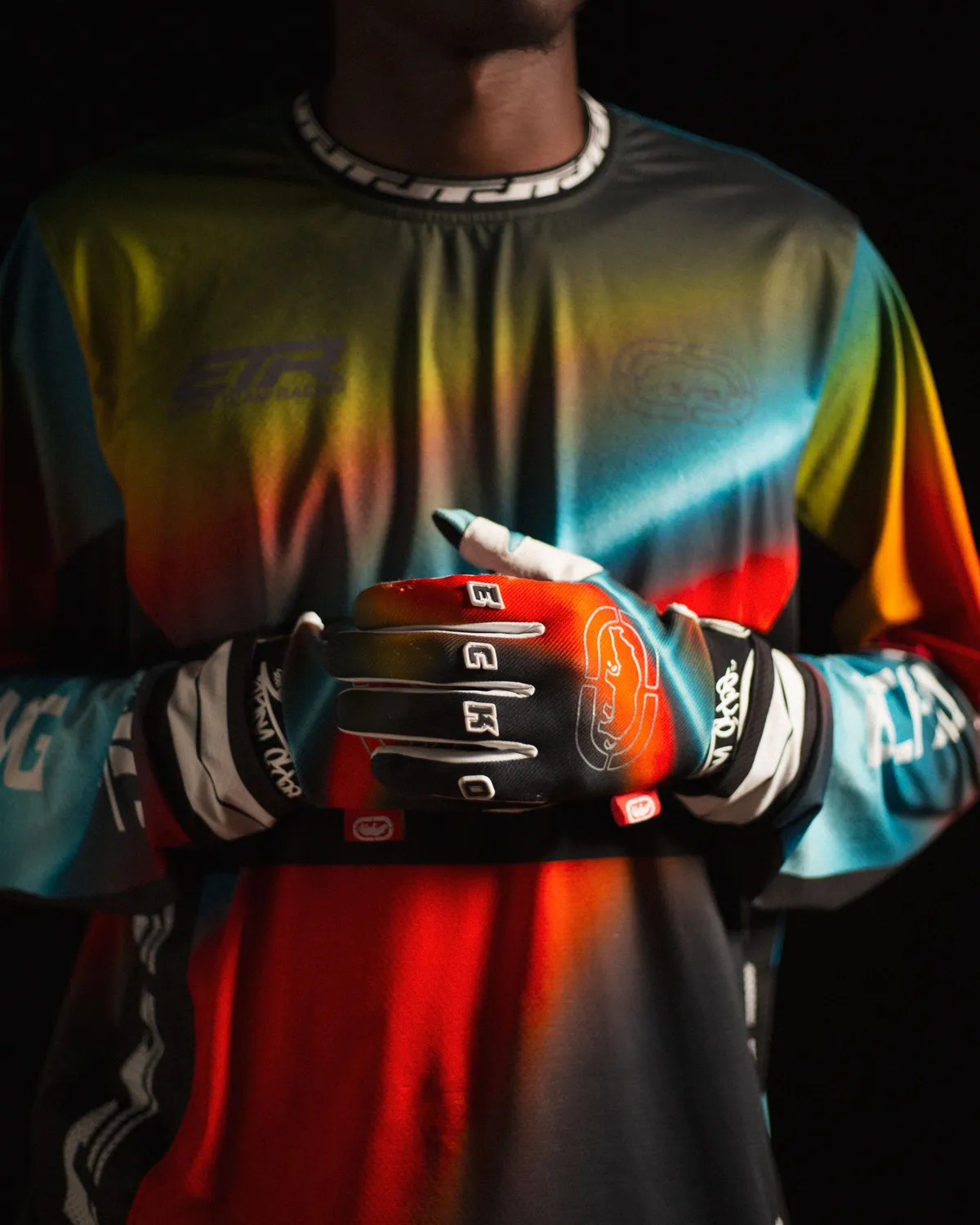 Ecko Red Color Flare manusi motocross cu gel