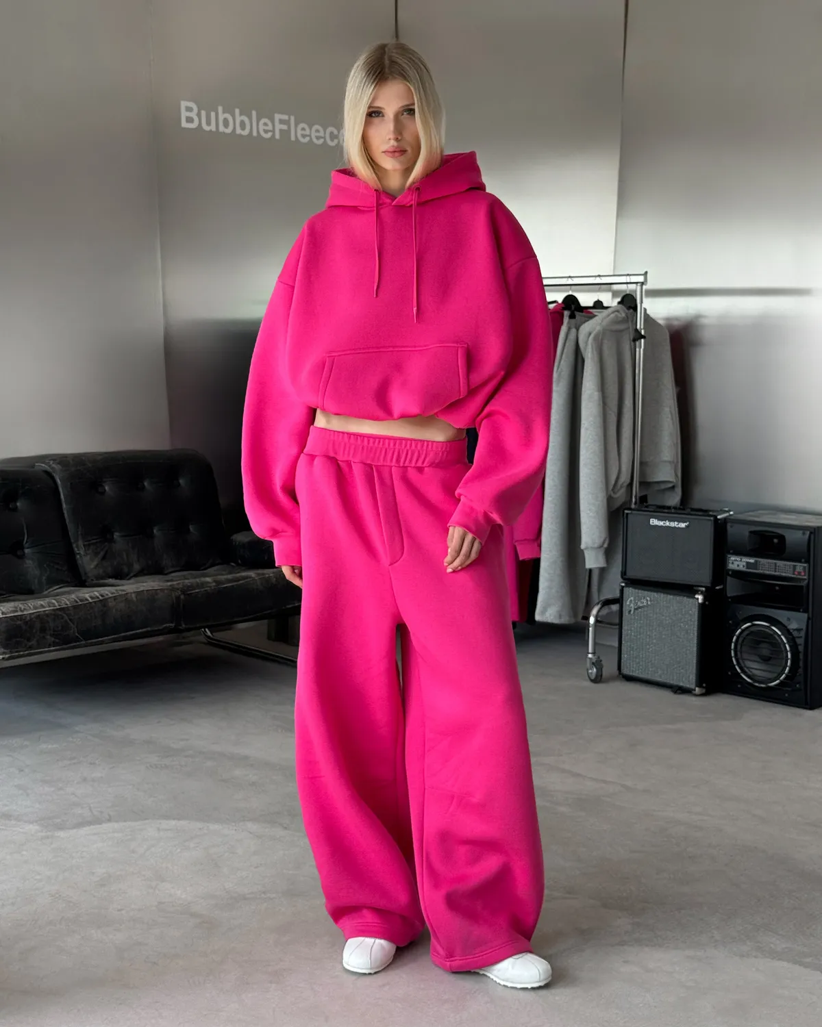 Enrage Bubble pantaloni sport roz grosi bumbac