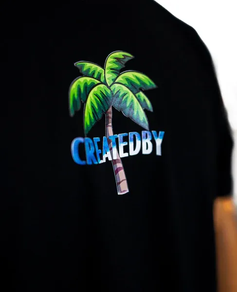 CreatedBy Black Paradise tricou negru bumbac brodat