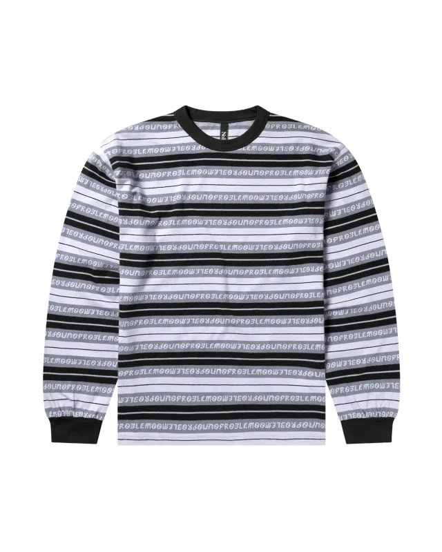 No Problemo Jacquard Stripe LS Tee bluza neagra maneca lunga