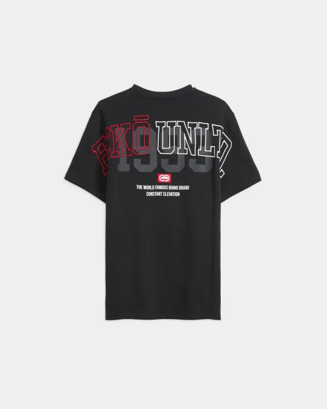 Ecko Red Cornerstone tricou negru din bumbac cu broderie