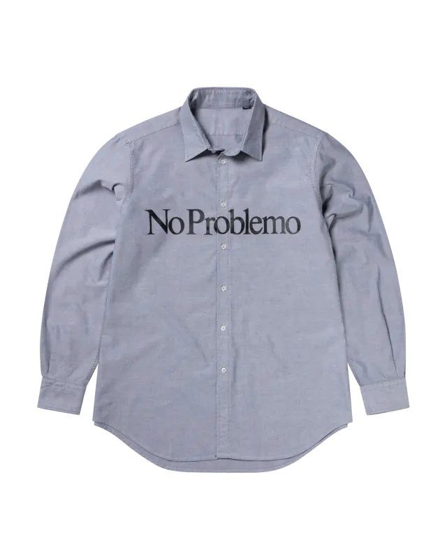 No Problemo LS Oxford Shirt cămașă gri bumbac