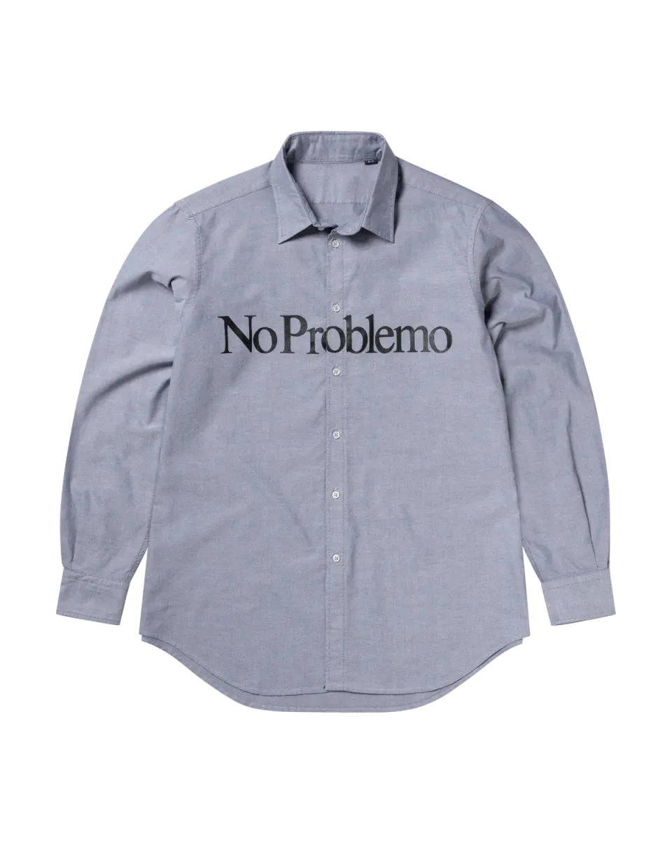 No Problemo LS Oxford Shirt cămașă gri bumbac