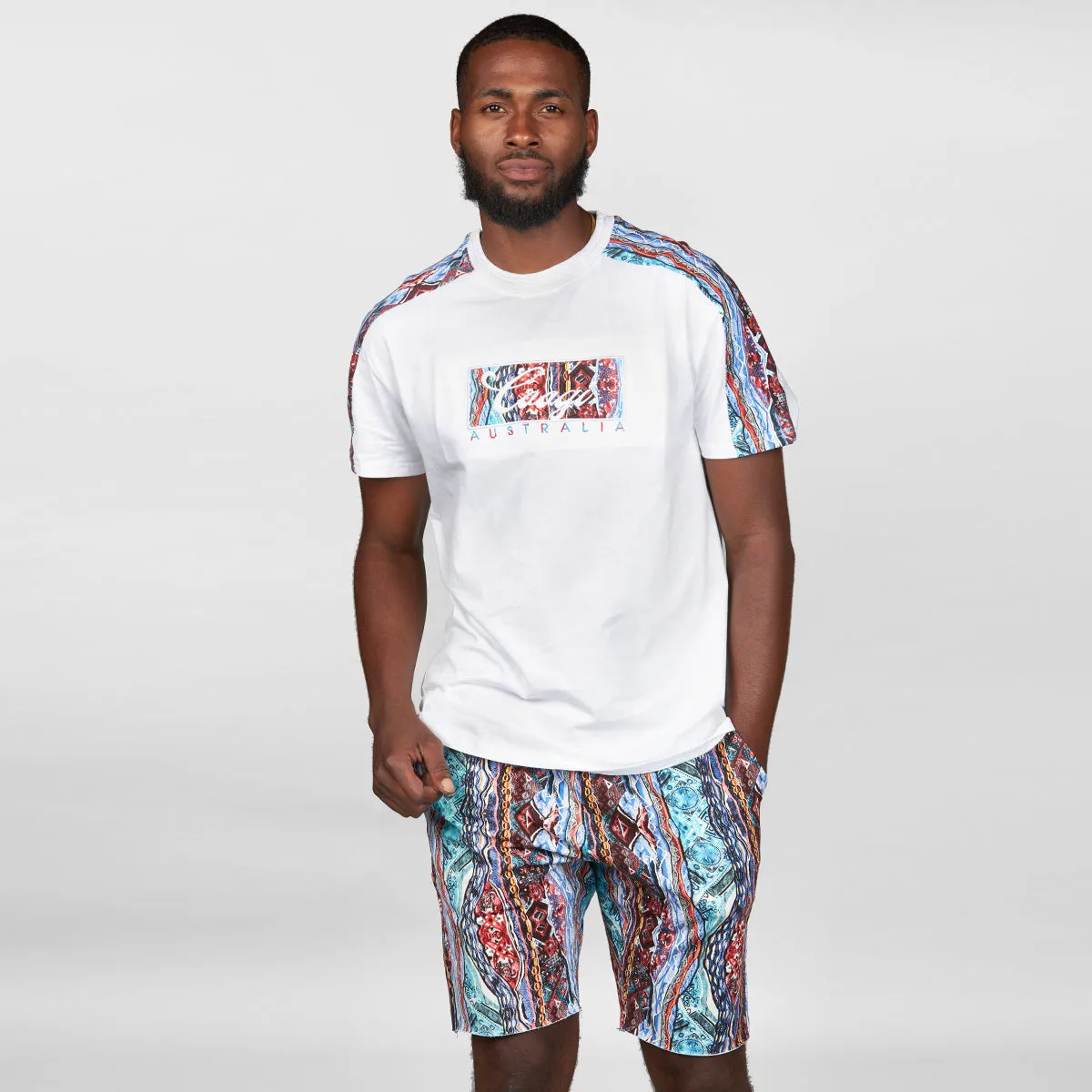 COOGI OG Red-Blue All-Over pantaloni scurti fleece bumbac
