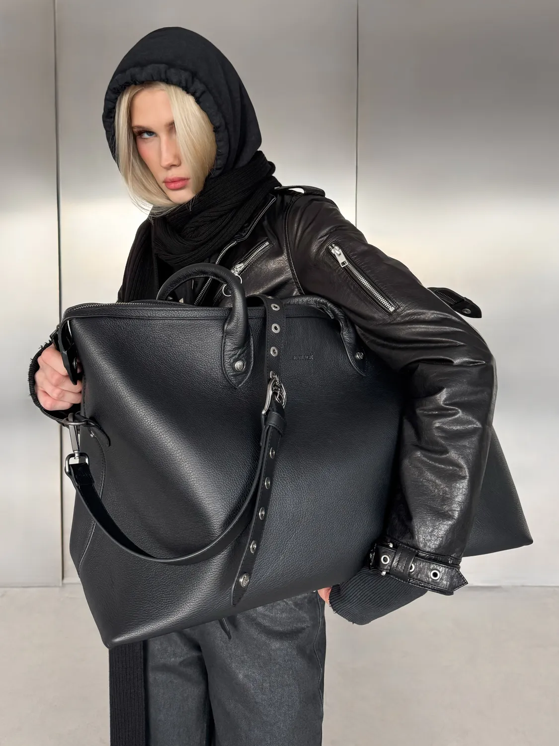 Enrage Geanta Voiaj Piele Neagra 56x38x25