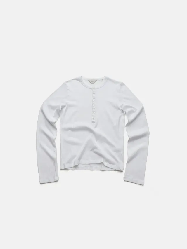 Enrage Henley Longsleeve bluză albă bumbac