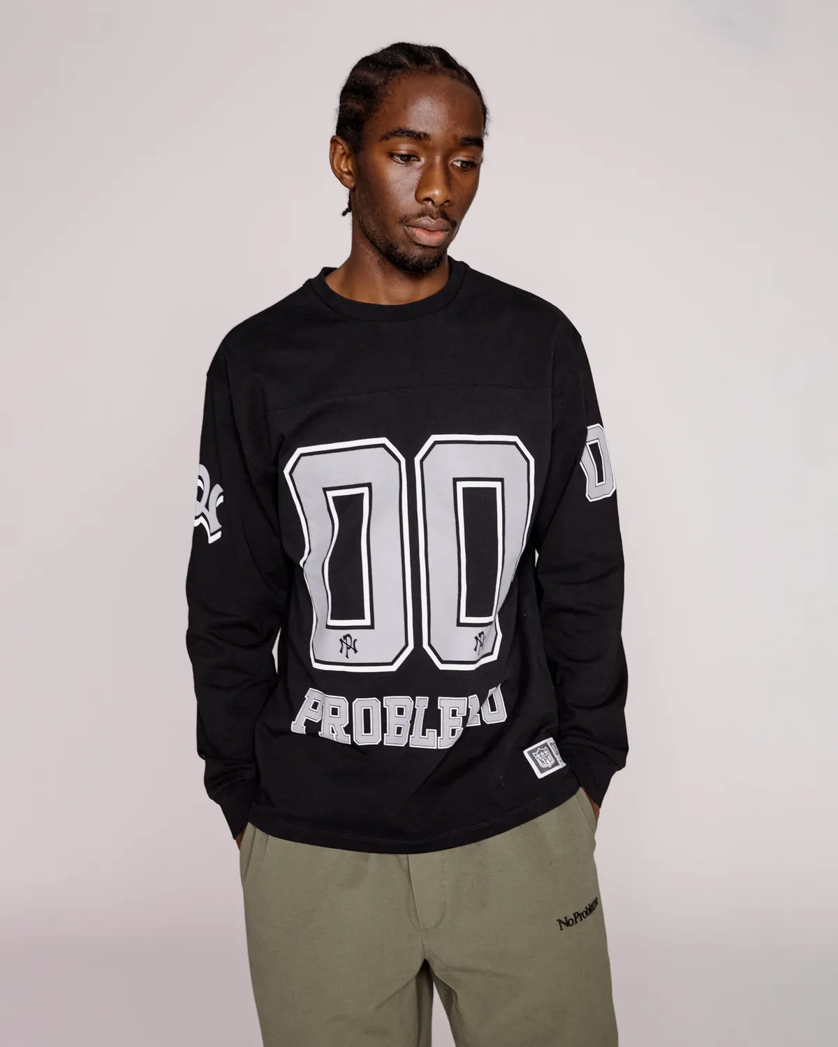 No Problemo NP00 tricou lung negru bumbac