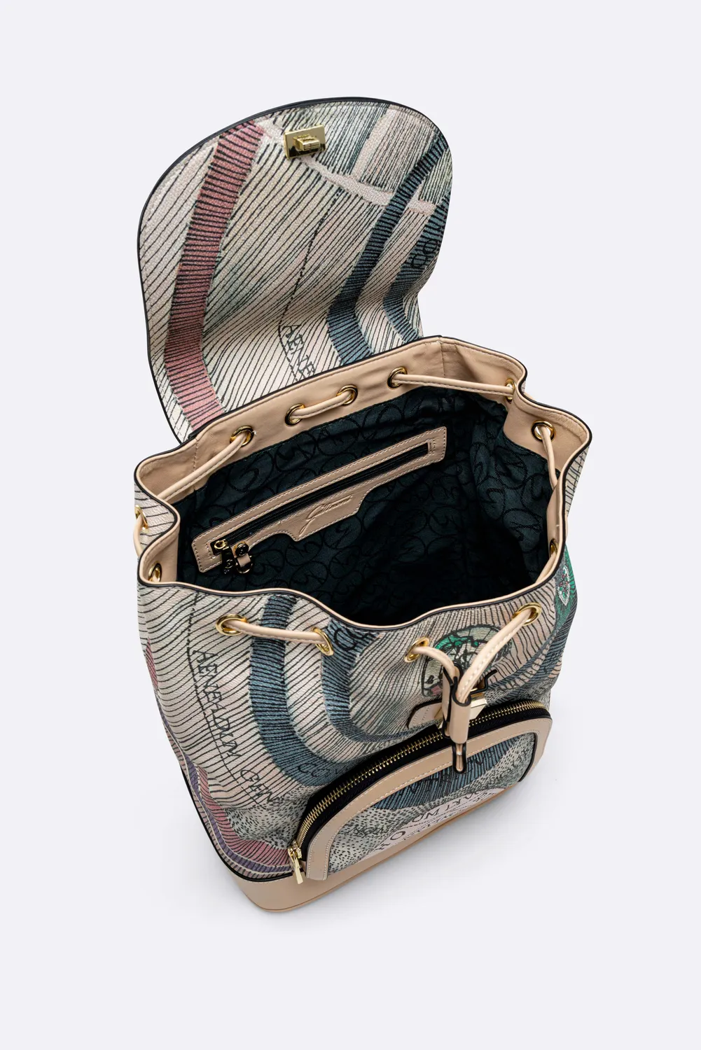 Gattinoni Planetarium Watercolor rucsac bej piele 27x16x34