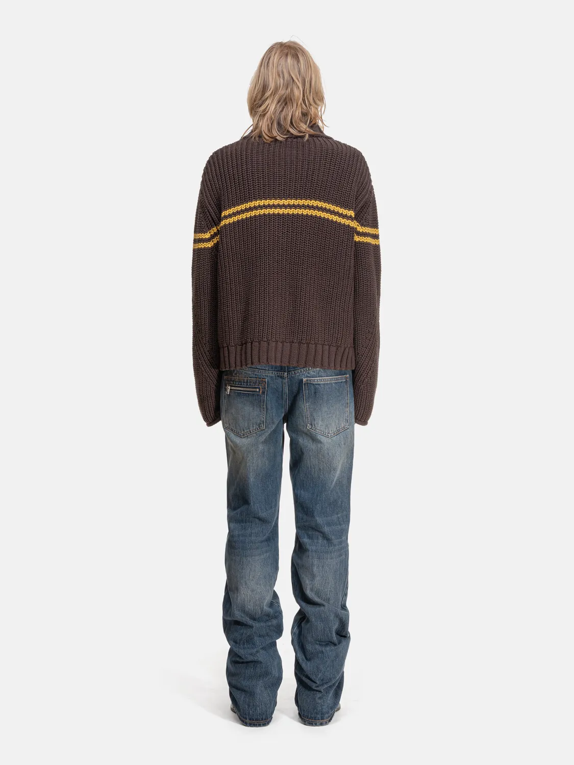 Enrage Zip Sweater pulover maro cu fermoar