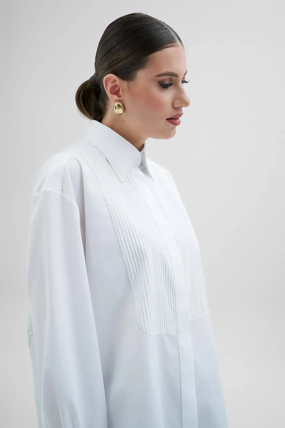 Dualitae Lucie Oversize camasa bej bumbac ceremonie