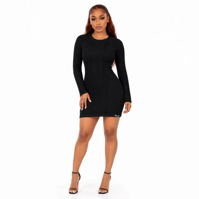 COOGI Blackout Dress rochie neagra tricot 3D bumbac