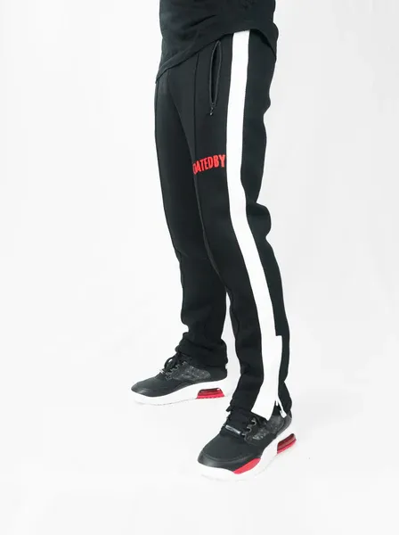CREATEDBY Red Logo pantaloni trening rosii bumbac